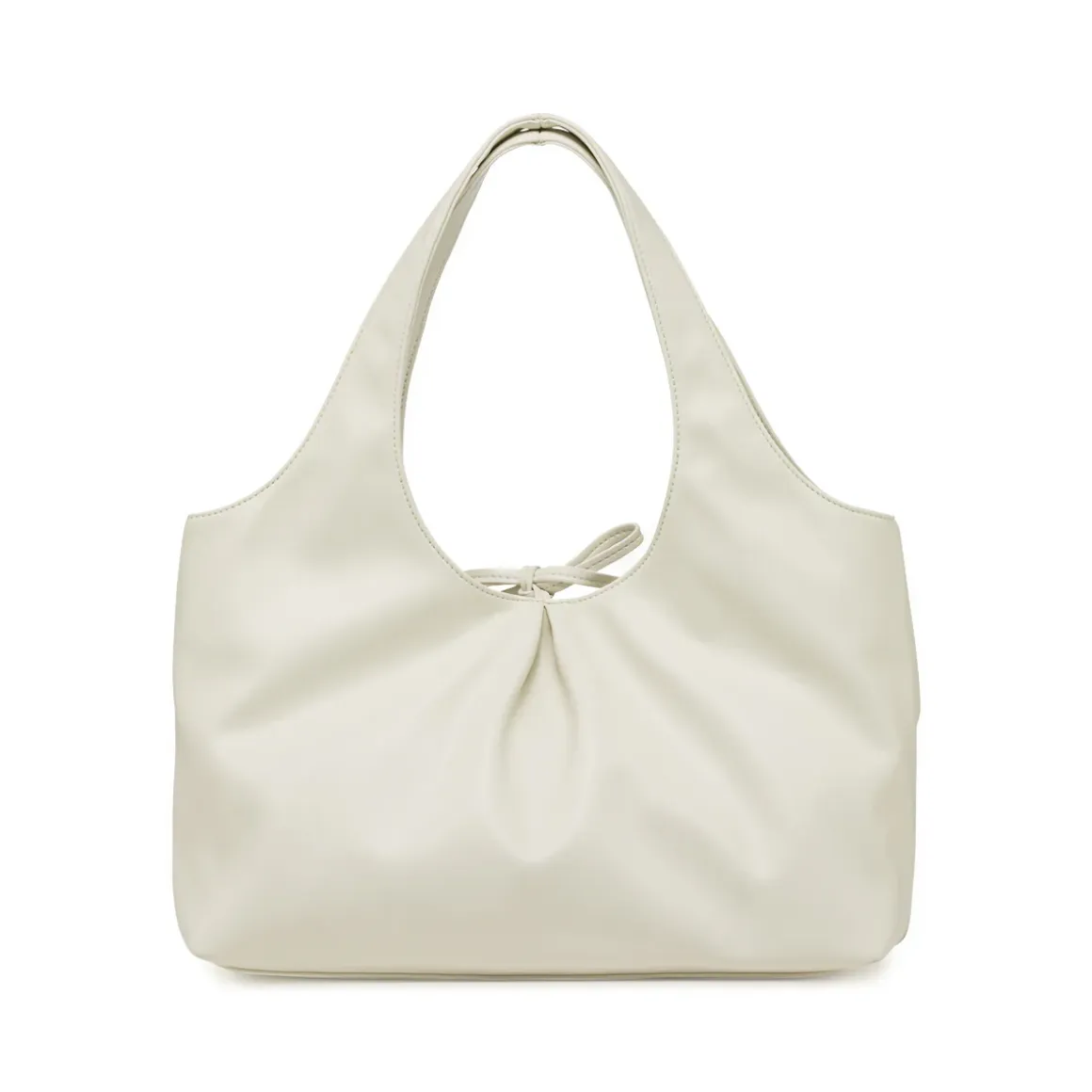 Borsa a spalla da donna bianca Lora Ferres morbida con fiocco