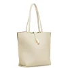 Borsa a spalla da donna bianco off-white con bottone oro Lora Ferres
