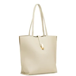 Borsa a spalla da donna bianco off-white con bottone oro Lora Ferres
