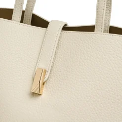 Borsa a spalla da donna bianco off-white con bottone oro Lora Ferres