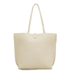 Borsa a spalla da donna bianco off-white con bottone oro Lora Ferres