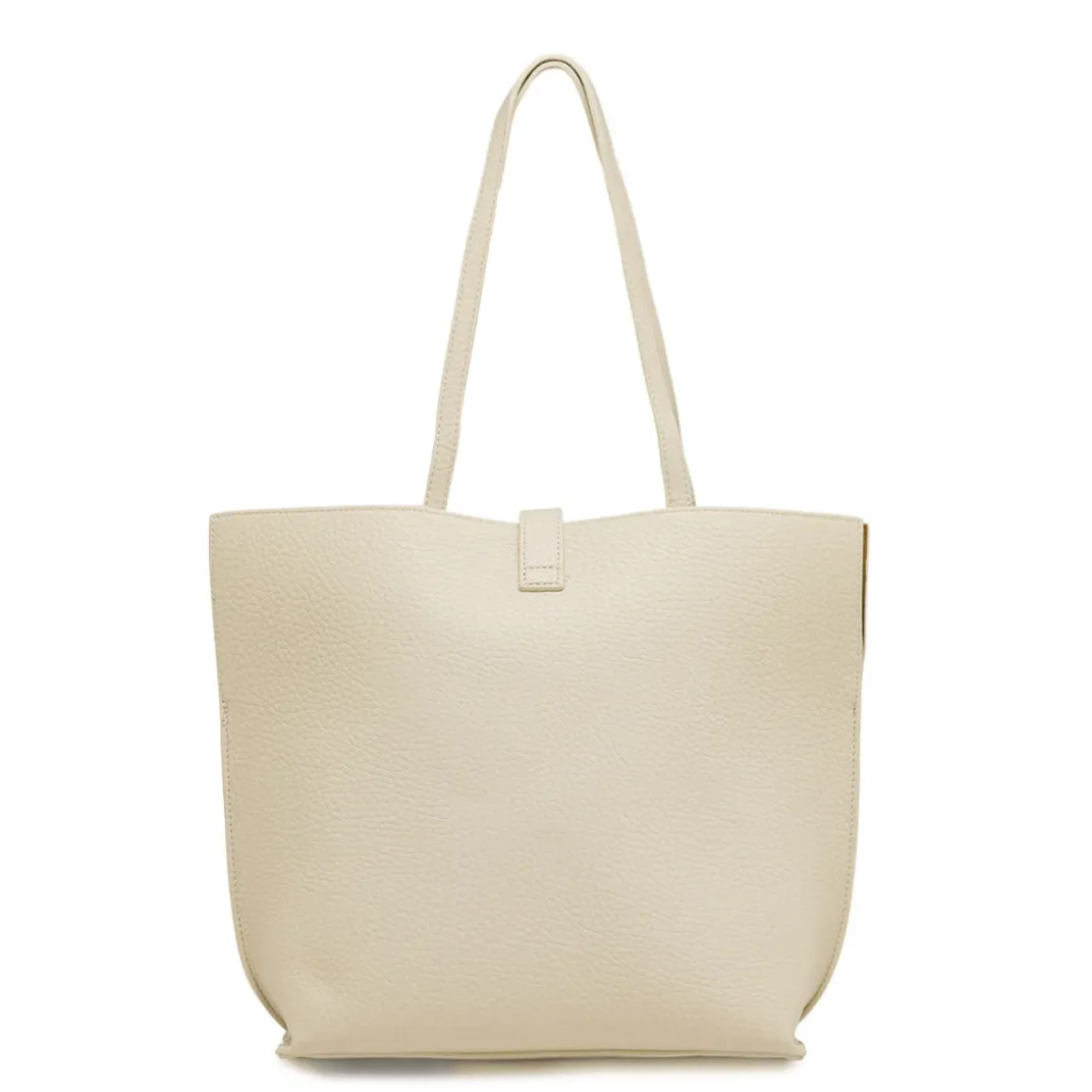Borsa a spalla da donna bianco off-white con bottone oro Lora Ferres