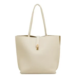 Borsa a spalla da donna bianco off-white con bottone oro Lora Ferres