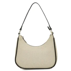 Borsa a spalla da donna Lora Ferres beige in tessuto con dettagli neri