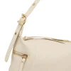 Borsa a spalla da donna Lora Ferres bianco off white con inserti dorati