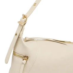 Borsa a spalla da donna Lora Ferres bianco off white con inserti dorati