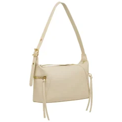 Borsa a spalla da donna Lora Ferres bianco off white con inserti dorati