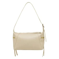 Borsa a spalla da donna Lora Ferres bianco off white con inserti dorati