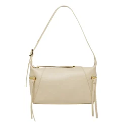 Borsa a spalla da donna Lora Ferres bianco off white con inserti dorati