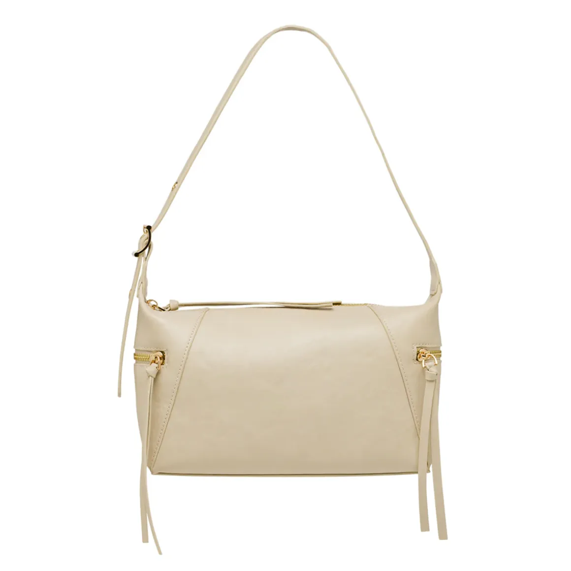 Borsa a spalla da donna Lora Ferres bianco off white con inserti dorati