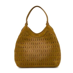 Borsa a spalla da donna Lora Ferres marrone effetto scamosciato