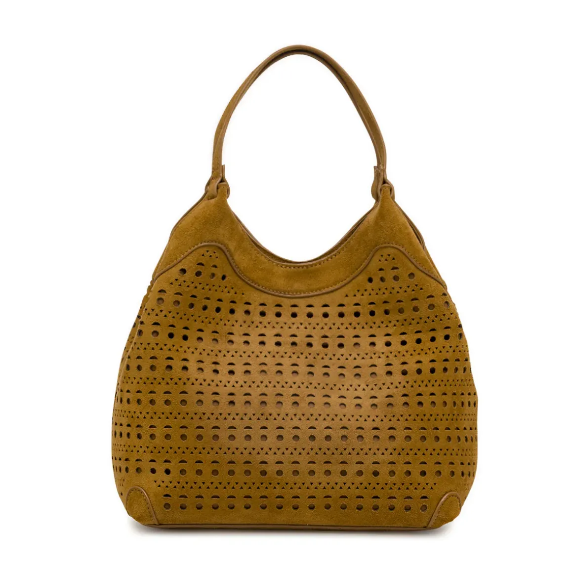 Borsa a spalla da donna Lora Ferres marrone effetto scamosciato