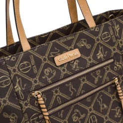 Borsa a spalla da Donna marrone con stampa logo Giulia Pieralli
