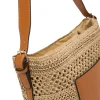 Borsa a spalla da Donna marrone effetto paglia con logo Swish Jeans