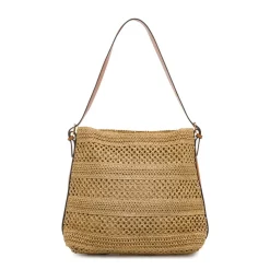 Borsa a spalla da Donna marrone effetto paglia con logo Swish Jeans