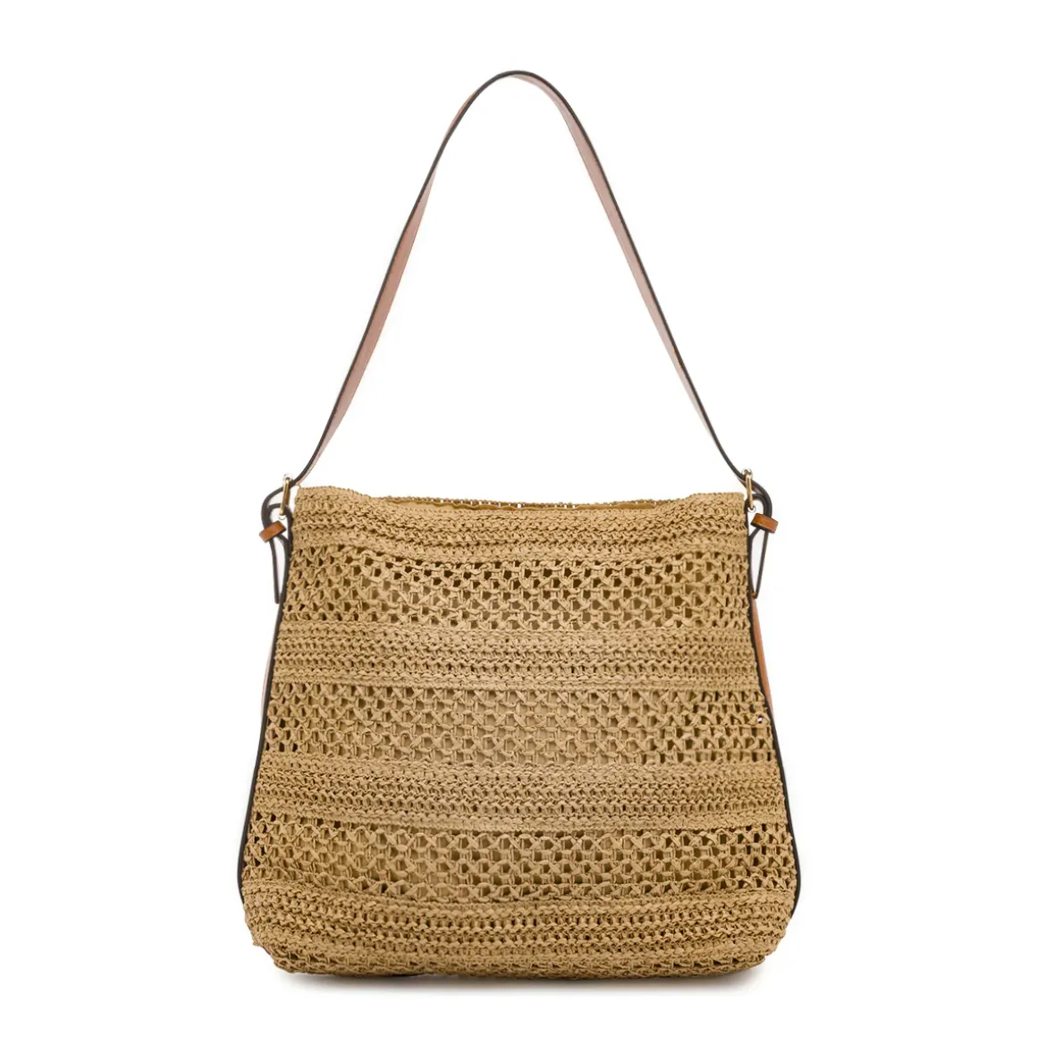 Borsa a spalla da Donna marrone effetto paglia con logo Swish Jeans