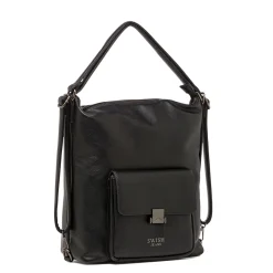 Borsa a Spalla da Donna Nera con Tasca Frontale Swish Jeans