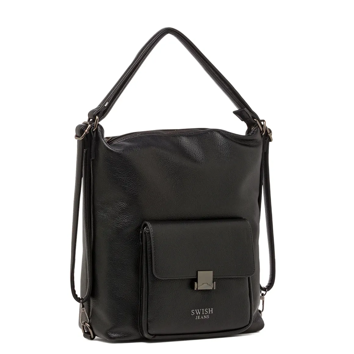 Borsa a Spalla da Donna Nera con Tasca Frontale Swish Jeans