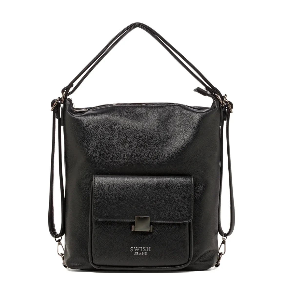 Borsa a Spalla da Donna Nera con Tasca Frontale Swish Jeans