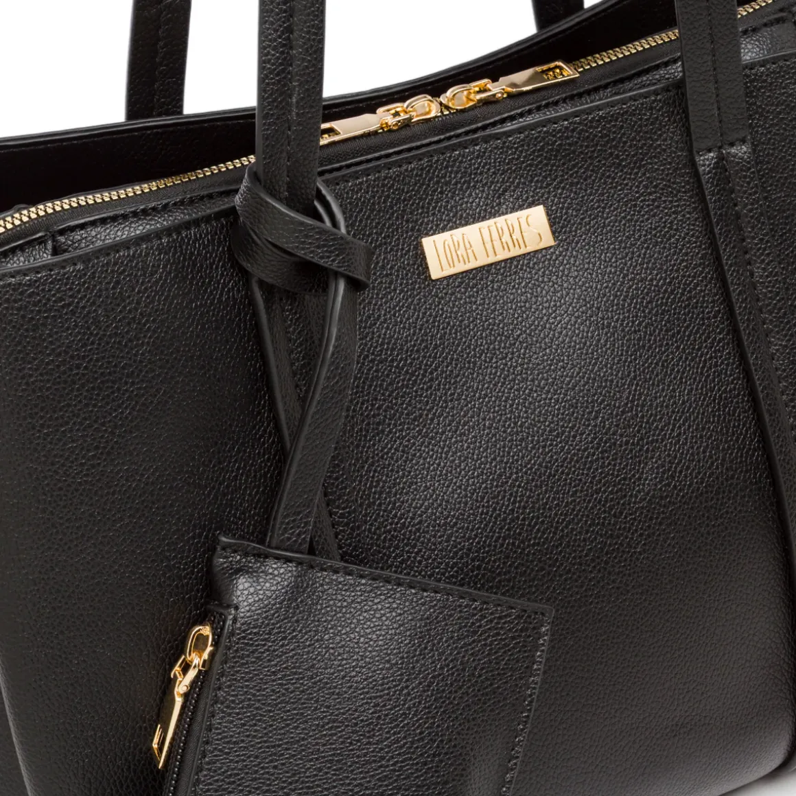 Borsa a Spalla da Donna Nera con Doppio Manico Lora Ferres