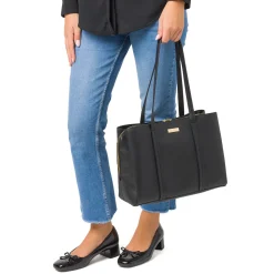 Borsa a Spalla da Donna Nera con Doppio Manico Lora Ferres