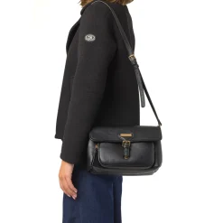 Borsa a Spalla da Donna Nera con Patta Lora Ferres
