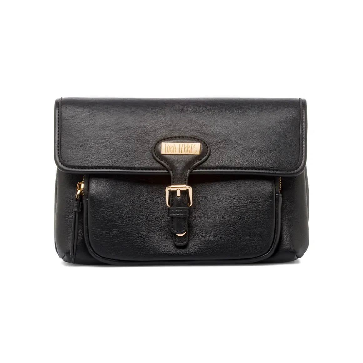 Borsa a Spalla da Donna Nera con Patta Lora Ferres