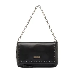 Borsa a Spalla da Donna Nera con Borchie e Catena Lora Ferres