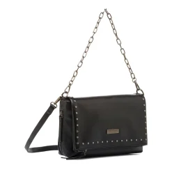 Borsa a Spalla da Donna Nera con Borchie e Catena Lora Ferres