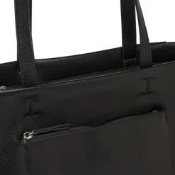 Borsa a spalla da donna nera Lora Ferres con zip e tasche esterne