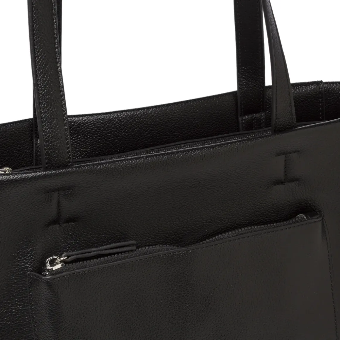 Borsa a spalla da donna nera Lora Ferres con zip e tasche esterne