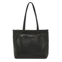 Borsa a spalla da donna nera Lora Ferres con zip e tasche esterne