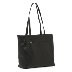 Borsa a spalla da donna nera Lora Ferres con zip e tasche esterne