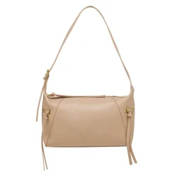 Borsa a spalla da donna rosa Lora Ferres con zip e finiture dorate