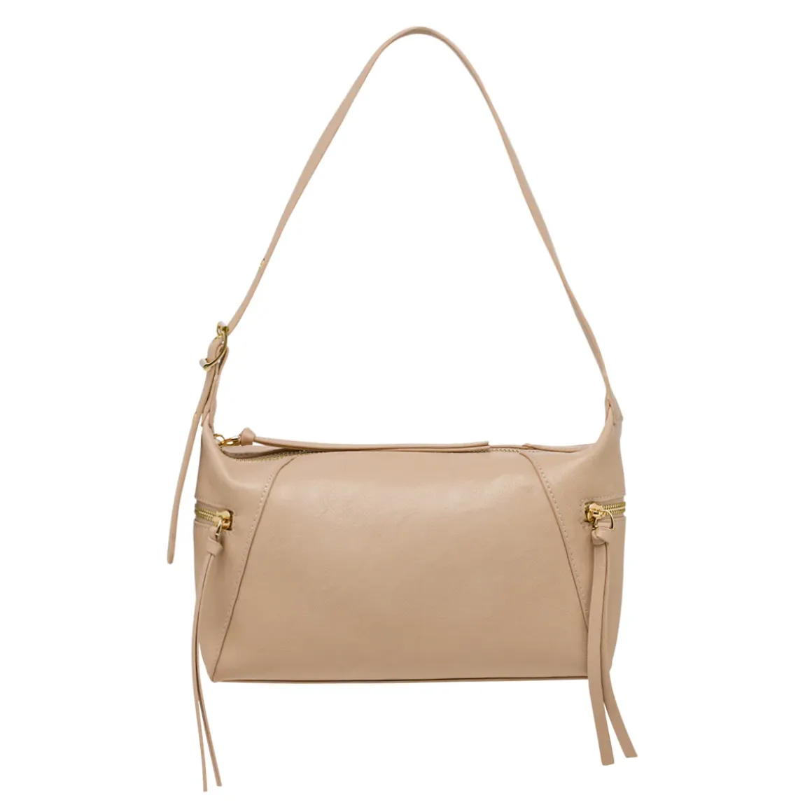 Borsa a spalla da donna rosa Lora Ferres con zip e finiture dorate