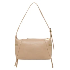 Borsa a spalla da donna rosa Lora Ferres con zip e finiture dorate
