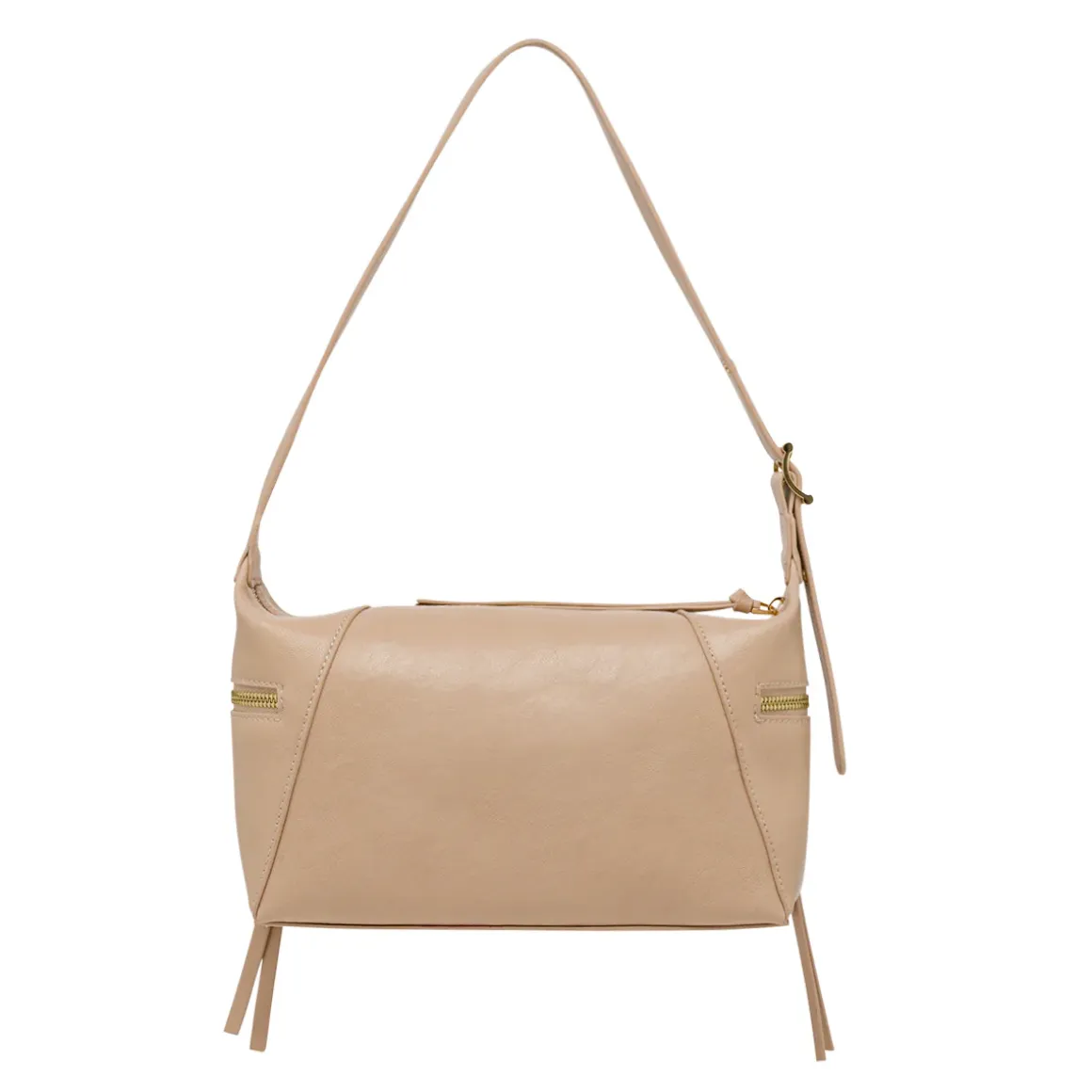 Borsa a spalla da donna rosa Lora Ferres con zip e finiture dorate
