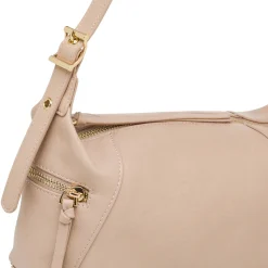 Borsa a spalla da donna rosa Lora Ferres con zip e finiture dorate