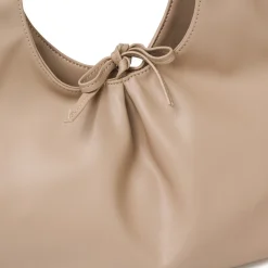 Borsa a spalla da donna taupe Lora Ferres con arricciatura e nodo