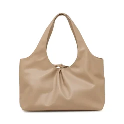 Borsa a spalla da donna taupe Lora Ferres con arricciatura e nodo