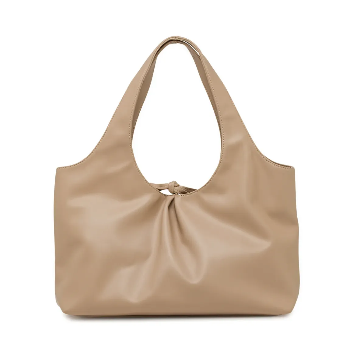 Borsa a spalla da donna taupe Lora Ferres con arricciatura e nodo