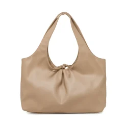 Borsa a spalla da donna taupe Lora Ferres con arricciatura e nodo