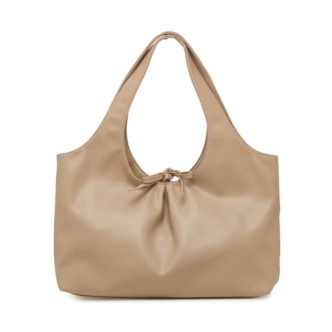 Borsa a spalla da donna taupe Lora Ferres con arricciatura e nodo