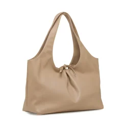 Borsa a spalla da donna taupe Lora Ferres con arricciatura e nodo