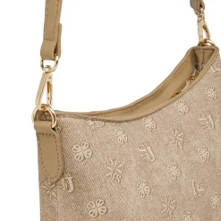 Borsa a Spalla Donna Beige con Logo All Over Swish Jeans