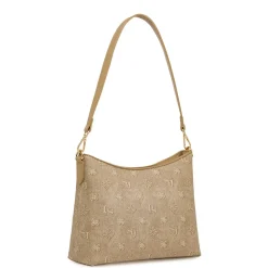 Borsa a Spalla Donna Beige con Logo All Over Swish Jeans