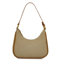 Borsa a spalla Donna Lora Ferres fantasia beige con finiture marroni
