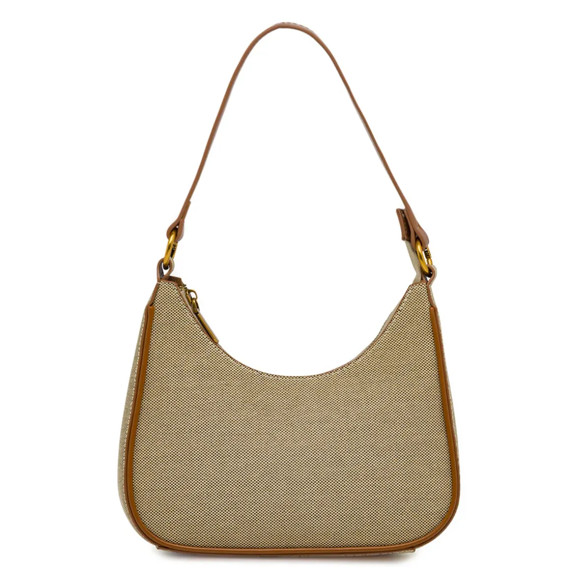 Borsa a spalla Donna Lora Ferres fantasia beige con finiture marroni