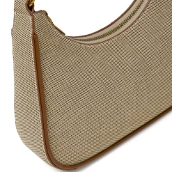 Borsa a spalla Donna Lora Ferres fantasia beige con finiture marroni