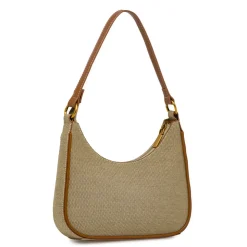 Borsa a spalla Donna Lora Ferres fantasia beige con finiture marroni